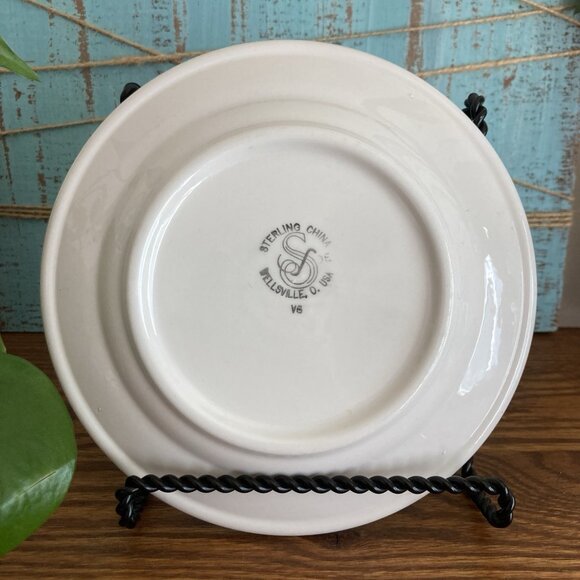Sterling China Baseball Pattern Dessert Salad Plate Restaurant Ware 1940's - Picture 2 of 4